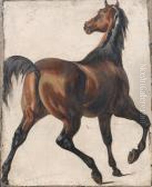 Chestnut Horse Oil Painting by Eugene Delacroix