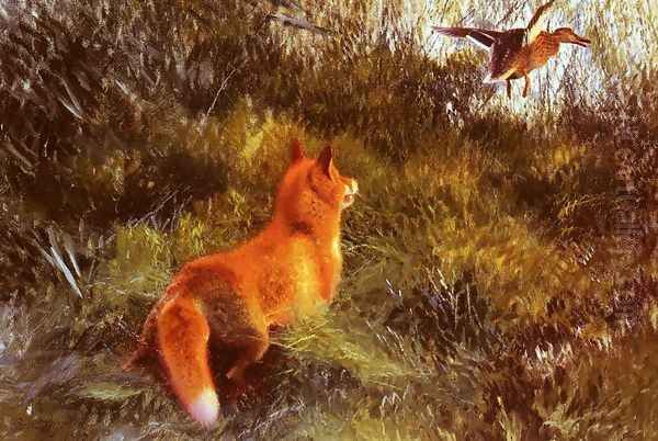 Eluding The Fox Oil Painting by Bruno Andreas Liljefors