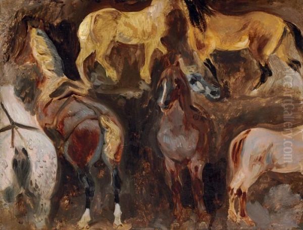 Etude De Chevaux Oil Painting by Eugene Delacroix