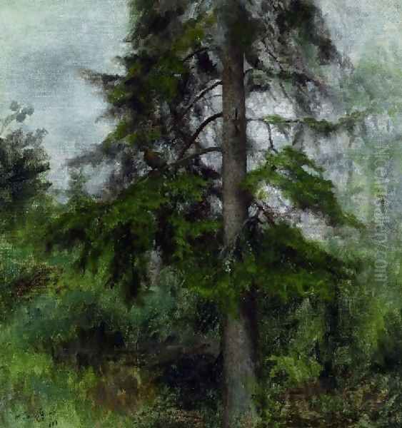 Greyhen in Firs (Orrhona i gran) Oil Painting by Bruno Andreas Liljefors