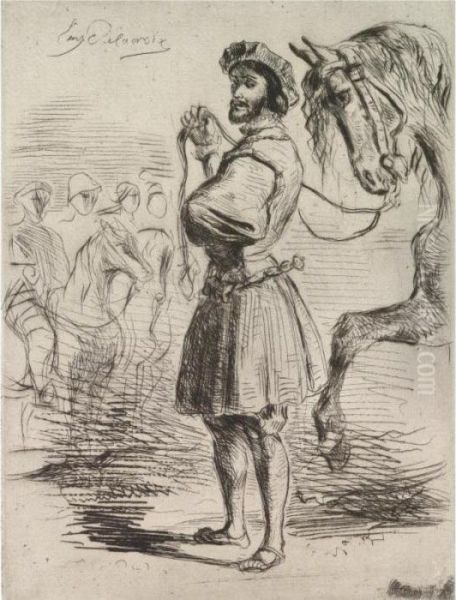 Un Seigneur Du Temps De Francois I Oil Painting by Eugene Delacroix