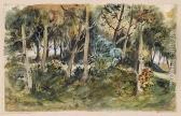 Sous-bois Oil Painting by Eugene Delacroix