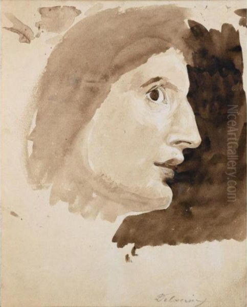 Profil Oil Painting by Eugene Delacroix