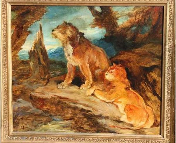 D Apres Les Felins Oil Painting by Eugene Delacroix