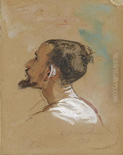 Study Of A Man Seen From Behind Oil Painting by Eugene Delacroix