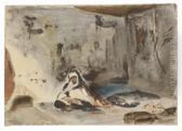 A Moroccan In An Interior Oil Painting by Eugene Delacroix