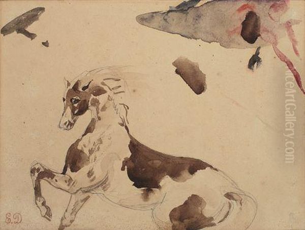 Study Of A Horse Oil Painting by Eugene Delacroix