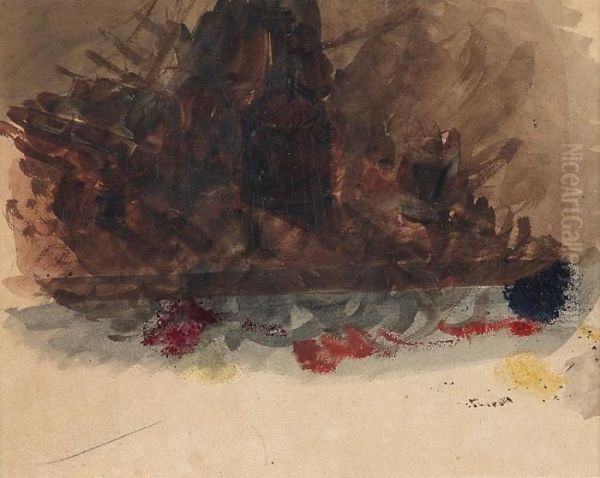 Projetpour La Barque De Dante Oil Painting by Eugene Delacroix