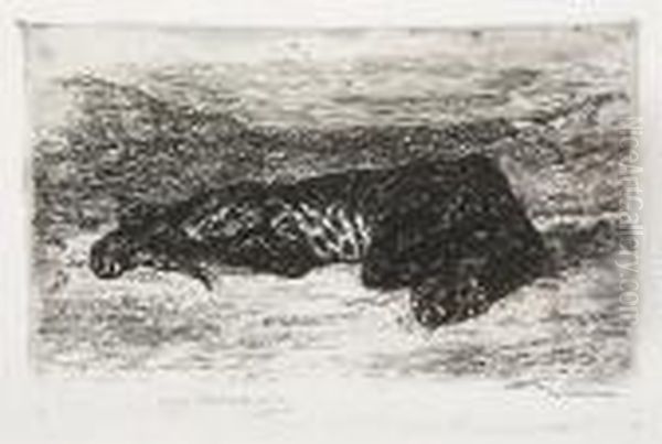 Tigre Couche Dans Le Desert Oil Painting by Eugene Delacroix