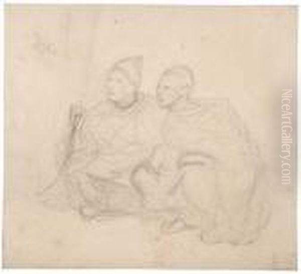 Study Of Two Seated Men Oil Painting by Eugene Delacroix