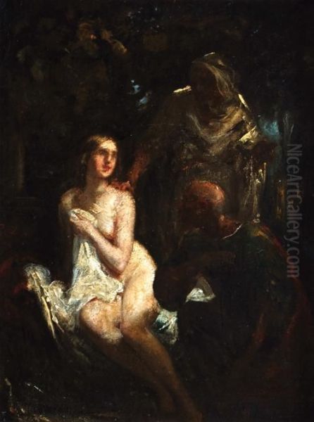 Susana Y Los Viejos. Oil Painting by Eugene Delacroix