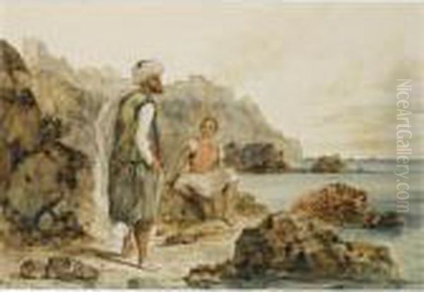 Vue De La Rade Et De La Ville De Tanger Oil Painting by Eugene Delacroix