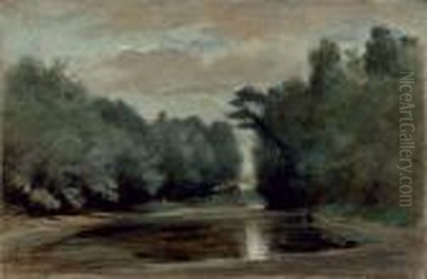 L'etang De Beauregard Dans La Commune Le Louroux Oil Painting by Eugene Delacroix