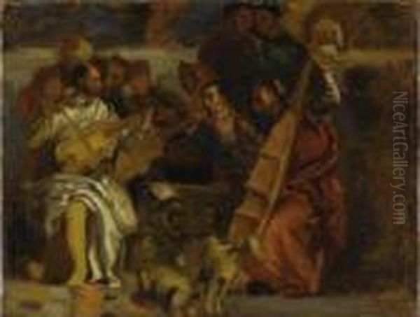 Musicians Oil Painting by Eugene Delacroix