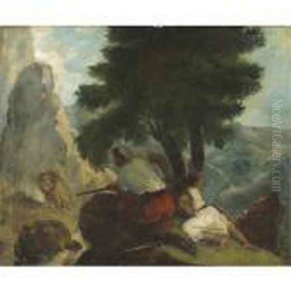 The Lion Hunt Oil Painting by Eugene Delacroix