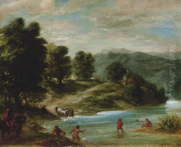 The Banks Of The River Sebou Oil Painting by Eugene Delacroix