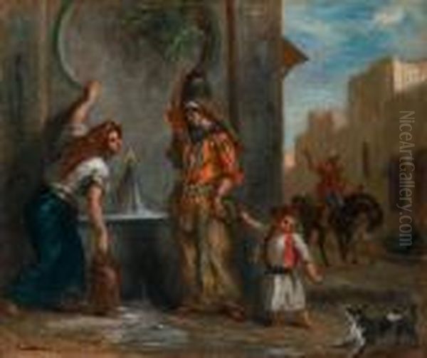 Femmes A La Fontaine Oil Painting by Eugene Delacroix