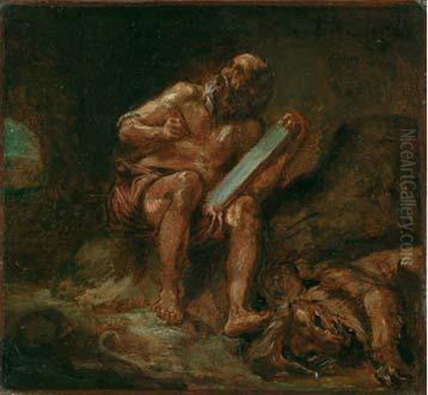  Saint Jerome  Oil Painting by Eugene Delacroix