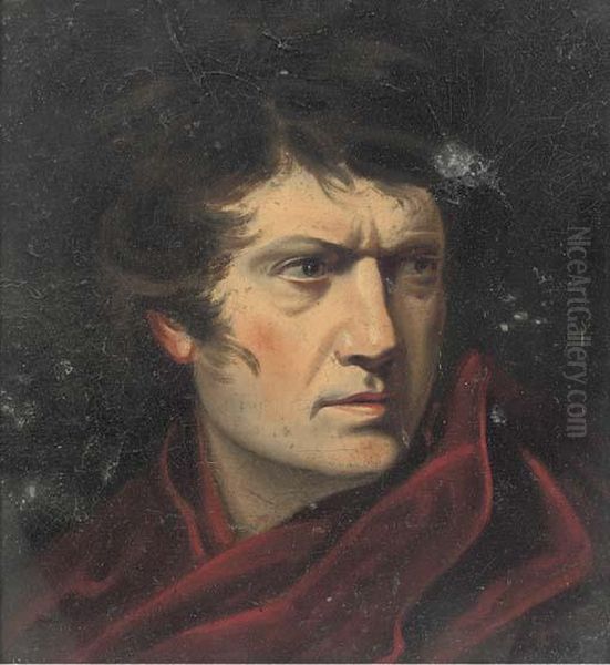 Portrait Of Napoleon, Bust-length In A Red Cloak Oil Painting by Eugene Delacroix