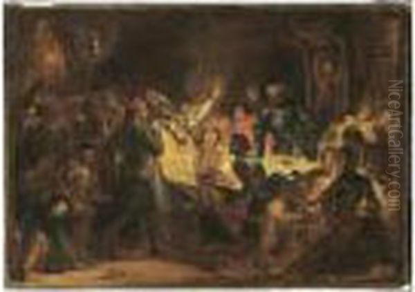 L'assassinat De L'eveque De Liege Oil Painting by Eugene Delacroix