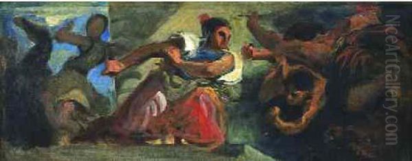 La Guerre Dechainant Les Monstres Oil Painting by Eugene Delacroix