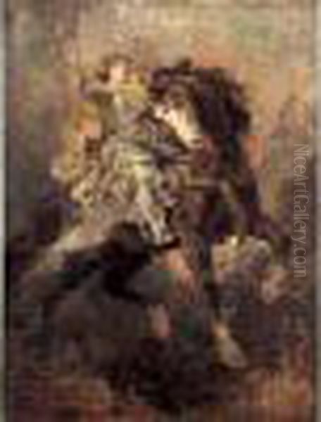 Clorinde A Cheval Oil Painting by Eugene Delacroix