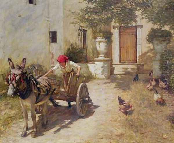 Farm Yard Scene Oil Painting by Henry Herbert La Thangue