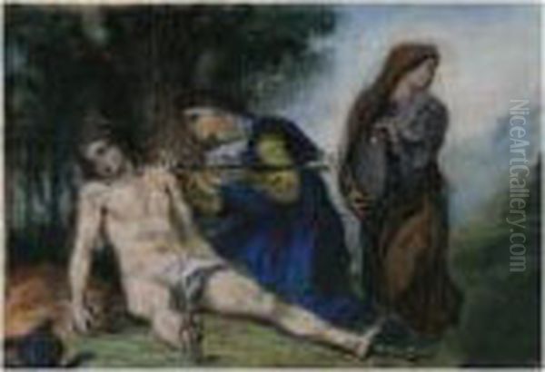 St. Sebastian Tended By The Holy Women Oil Painting by Eugene Delacroix