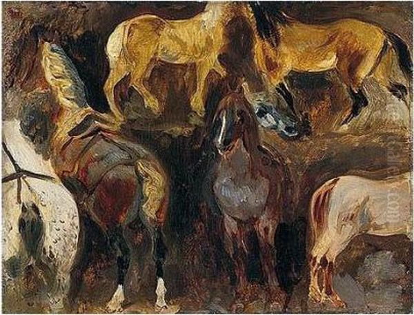 Etude De Chevaux Oil Painting by Eugene Delacroix