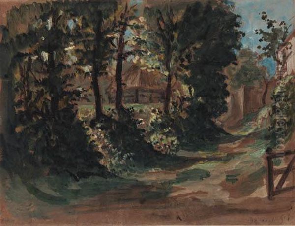 A View Of A Farmhouse Near Dieppe Oil Painting by Eugene Delacroix