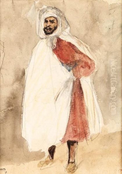 An Arab Chieftain Oil Painting by Eugene Delacroix