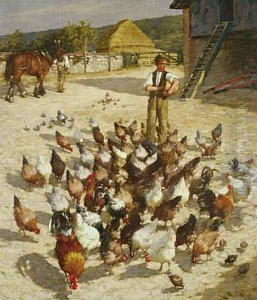 A Sussex Farm Oil Painting by Henry Herbert La Thangue