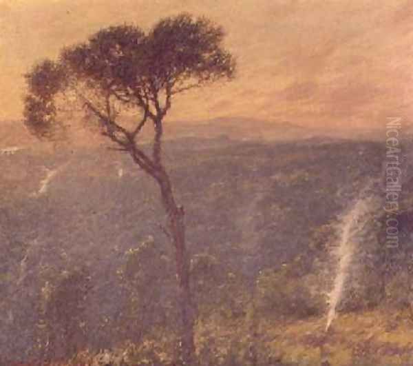 A Ligurian Valley Oil Painting by Henry Herbert La Thangue