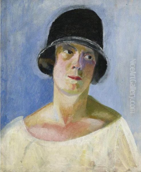 Portrait D'helene Marre Oil Painting by Robert Delaunay