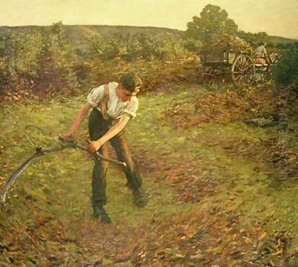 Mowing Bracken Oil Painting by Henry Herbert La Thangue