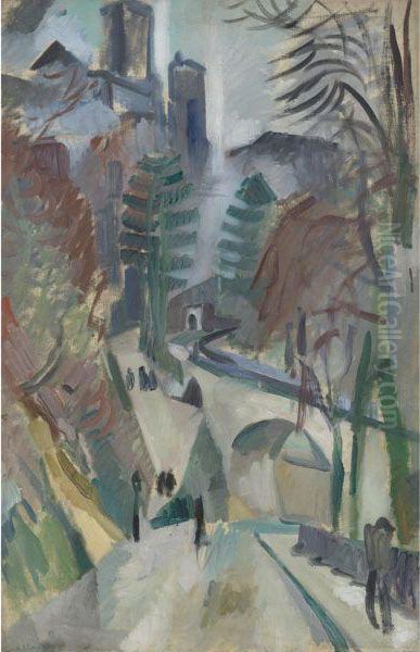 Paysage De Laon Oil Painting by Robert Delaunay