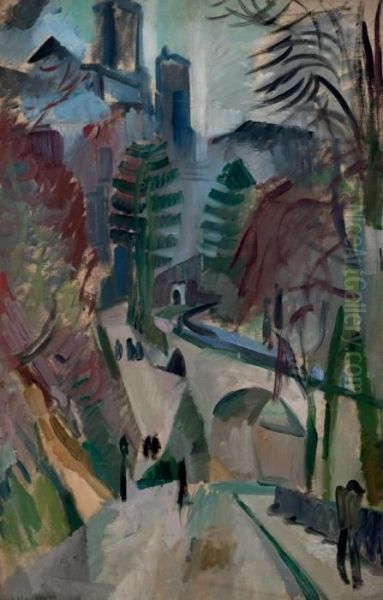 Paysage De Laon Oil Painting by Robert Delaunay