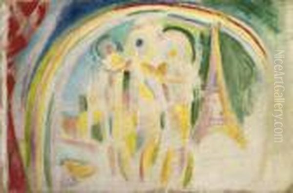 Les Trois Graces, Etude Pour 'la Ville De Paris' Oil Painting by Robert Delaunay