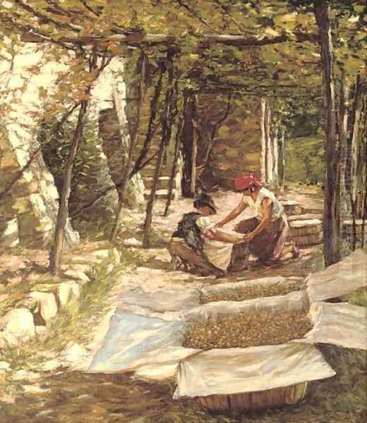 Packing grapes Oil Painting by Henry Herbert La Thangue