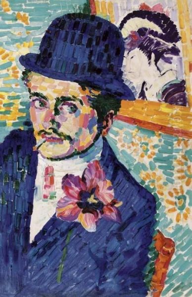 L'homme A La Tulipe (portrait De Jean Metzinger) Oil Painting by Robert Delaunay