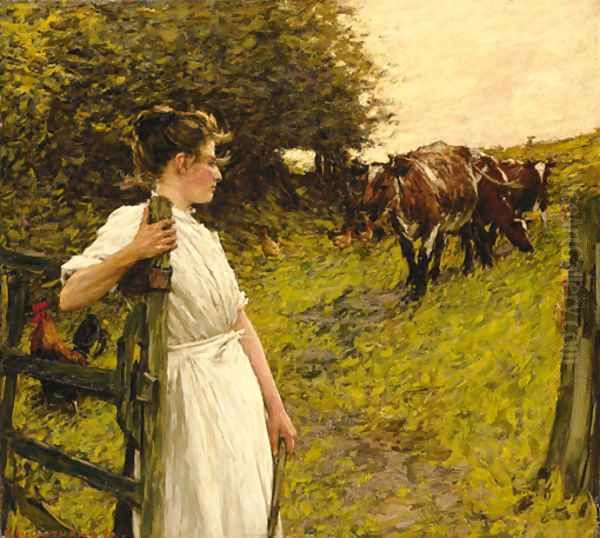 Back from the Common, Heyshott, West Sussex Oil Painting by Henry Herbert La Thangue