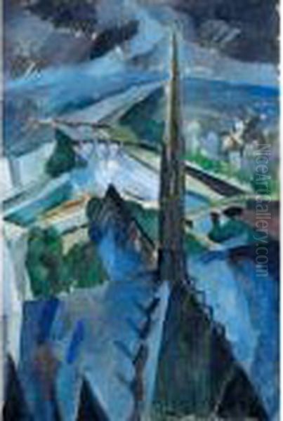 La Fleche De Notre-dame Oil Painting by Robert Delaunay