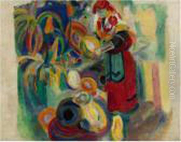 Etude Pour ````la Grande Portugaise' Oil Painting by Robert Delaunay