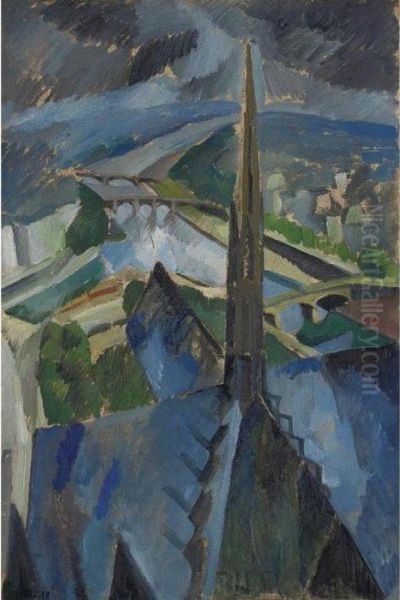 La Fleche De Notre-dame Oil Painting by Robert Delaunay