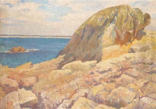 Paysage: Le Rocher Devant La Mer Oil Painting by Robert Delaunay