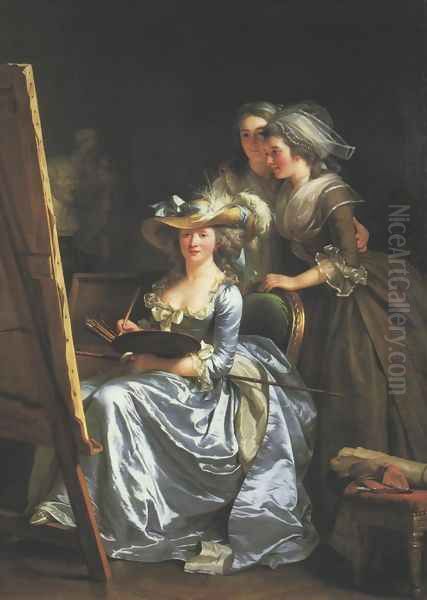 Portrait of Madame Labille-Guyard and Her Pupils Oil Painting by Adelaide Labille-Guyard