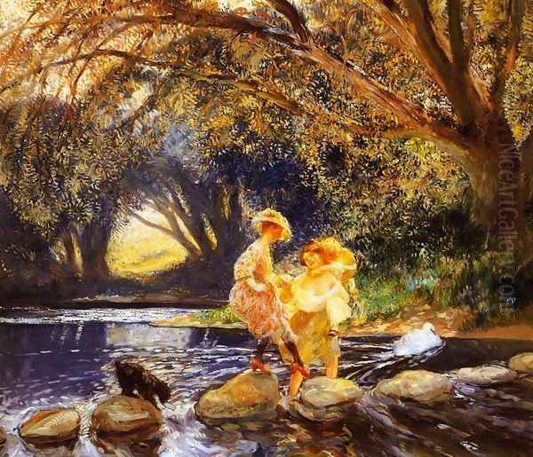 A Difficult Crossing Oil Painting by Gaston de Latouche