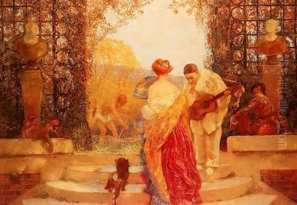 La Salutation de Pierrot (The Greeting of Pierrot) Oil Painting by Gaston de Latouche