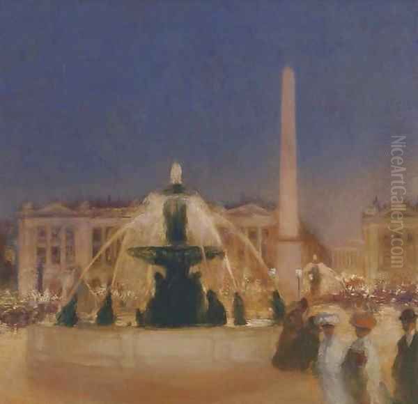 Place de la Concorde, le soir Oil Painting by Gaston de Latouche