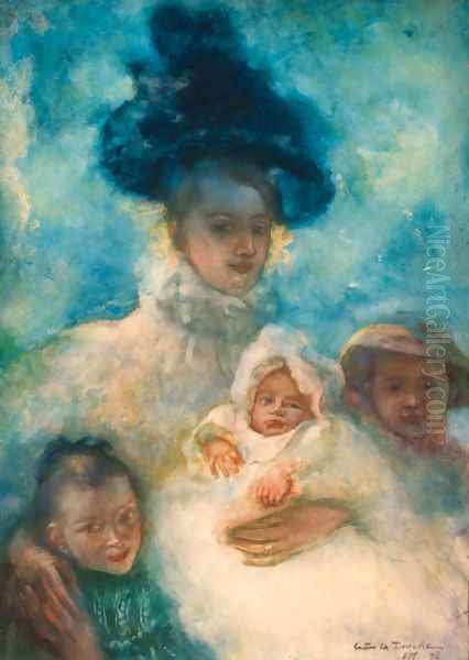 Sa famille Oil Painting by Gaston de Latouche